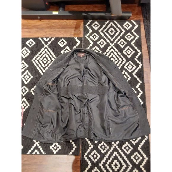 Black Brown 1826 Men's Wool Cashmere Mid Length Herringbone Overcoat Size XL - Picture 9 of 12